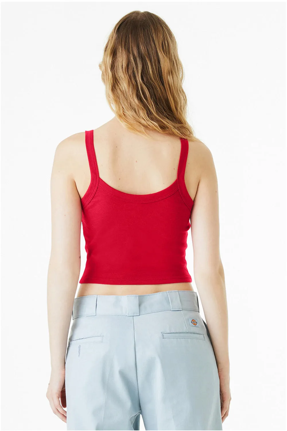 Bella   Canvas Womens Micro Ribbed Scoop Tank Top - Red