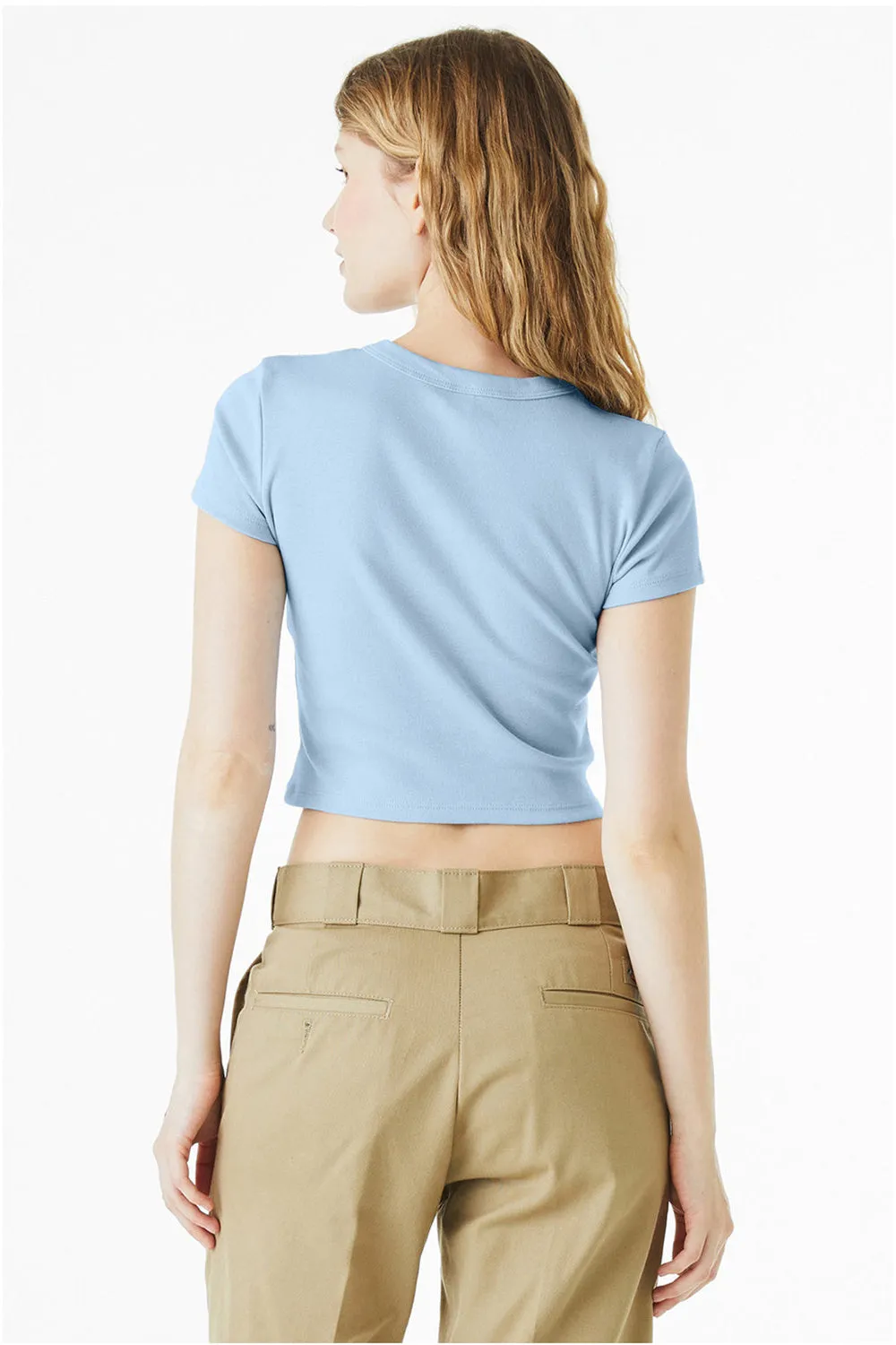 Bella   Canvas Womens Micro Ribbed Short Sleeve Crewneck Baby T-Shirt - Baby Blue