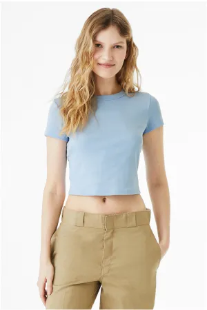 Bella   Canvas Womens Micro Ribbed Short Sleeve Crewneck Baby T-Shirt - Baby Blue
