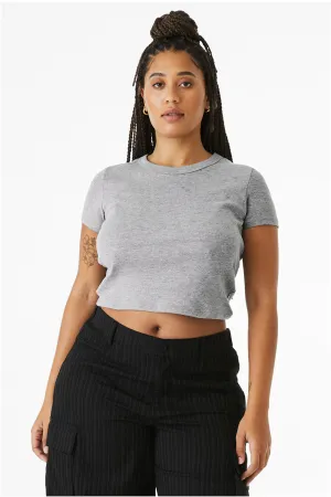 Bella   Canvas Womens Micro Ribbed Short Sleeve Crewneck Baby T-Shirt - Heather Grey