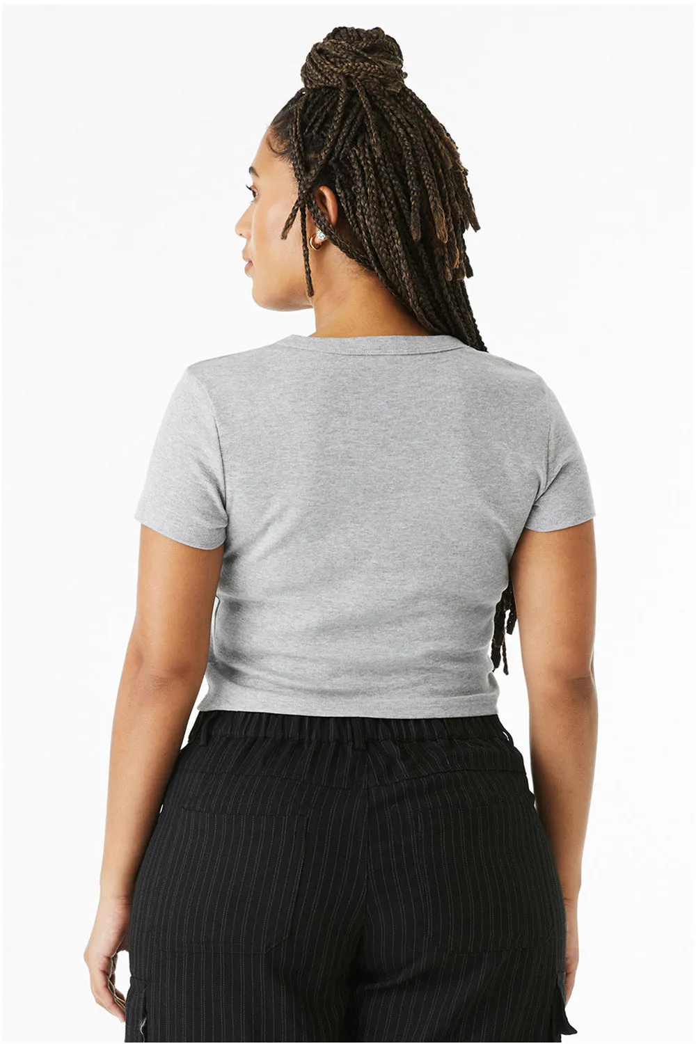Bella   Canvas Womens Micro Ribbed Short Sleeve Crewneck Baby T-Shirt - Heather Grey