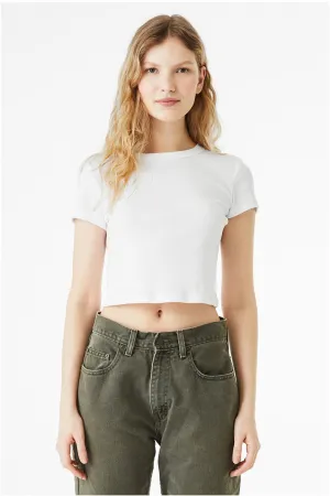 Bella   Canvas Womens Micro Ribbed Short Sleeve Crewneck Baby T-Shirt - White