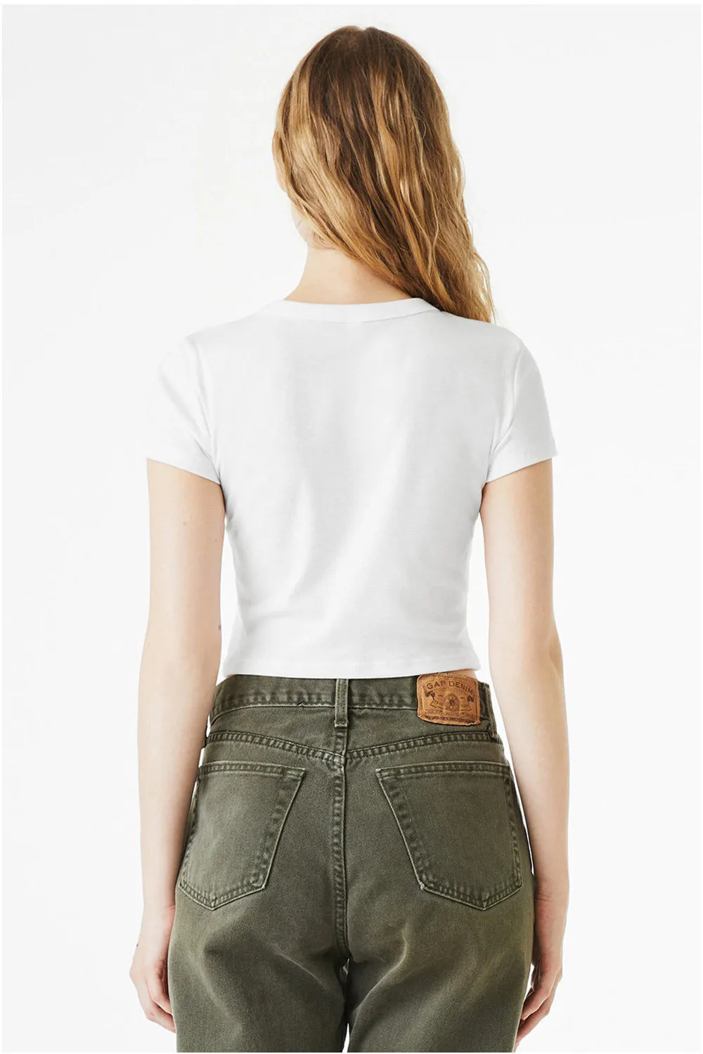 Bella   Canvas Womens Micro Ribbed Short Sleeve Crewneck Baby T-Shirt - White