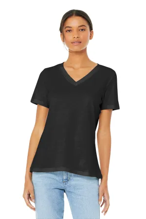 Bella   Canvas Womens Relaxed Jersey Short Sleeve V-Neck T-Shirt - Black