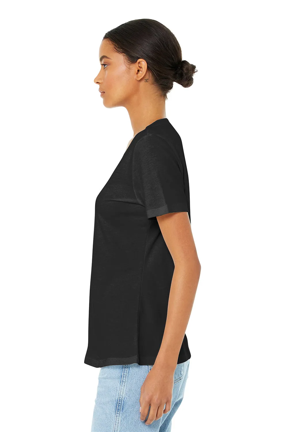 Bella   Canvas Womens Relaxed Jersey Short Sleeve V-Neck T-Shirt - Black