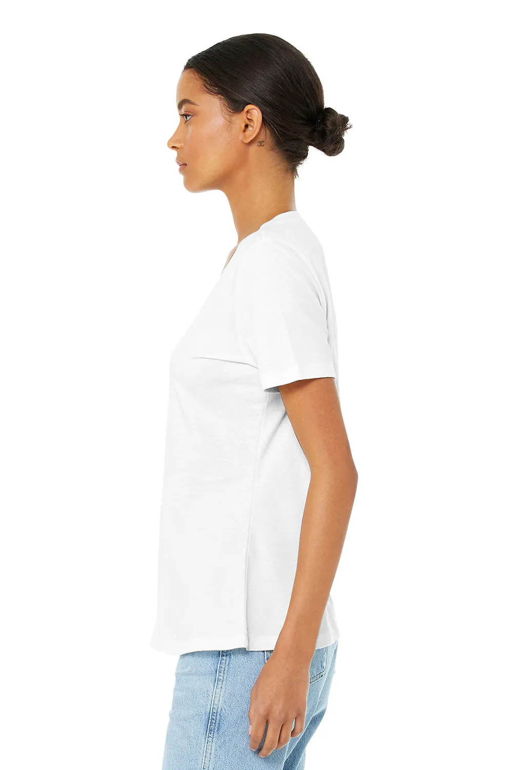 Bella   Canvas Womens Relaxed Jersey Short Sleeve V-Neck T-Shirt - White