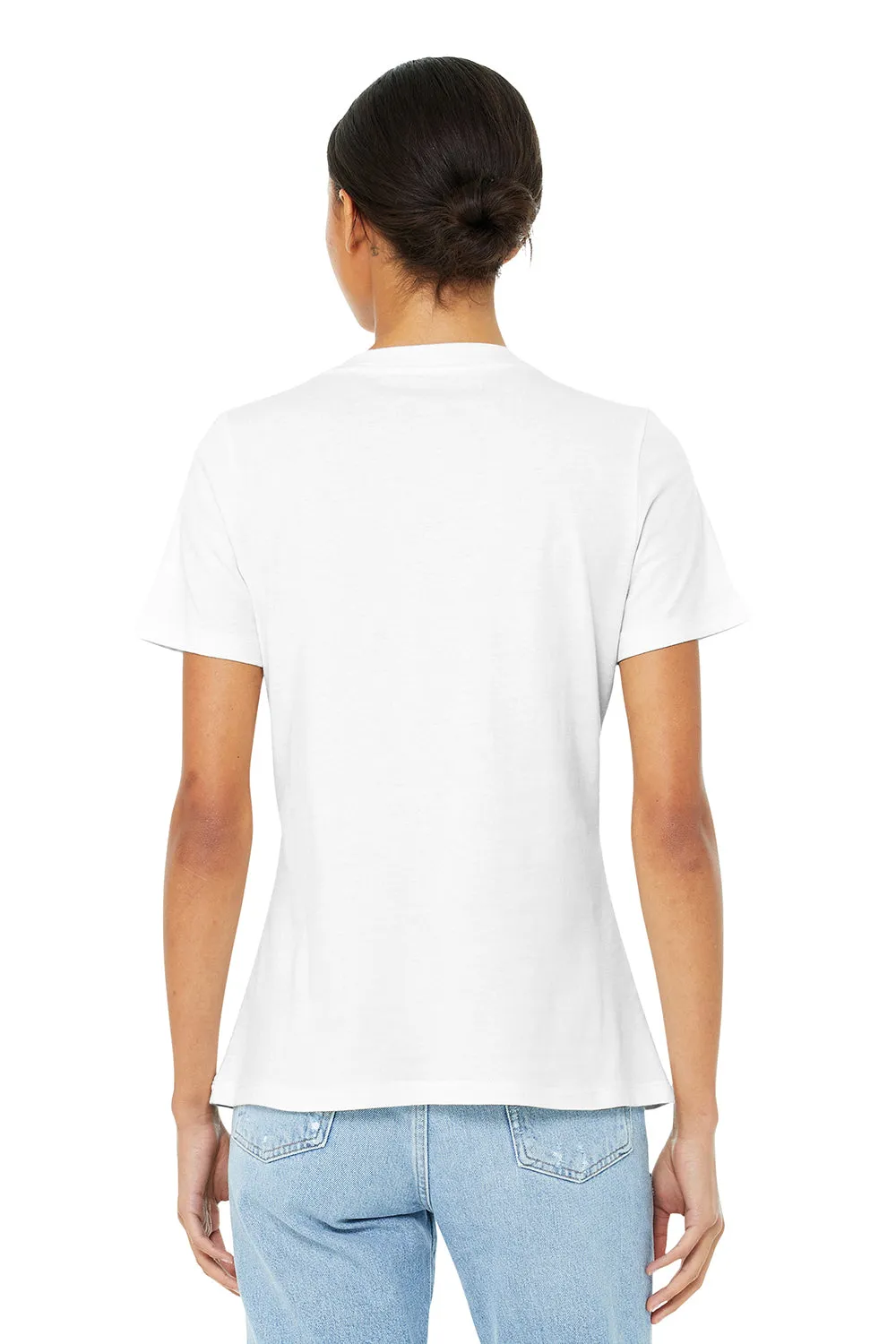 Bella   Canvas Womens Relaxed Jersey Short Sleeve V-Neck T-Shirt - White