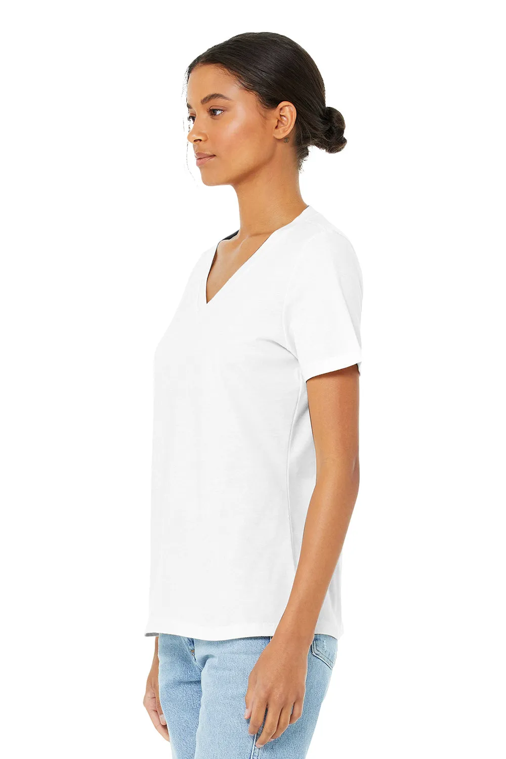 Bella   Canvas Womens Relaxed Jersey Short Sleeve V-Neck T-Shirt - White