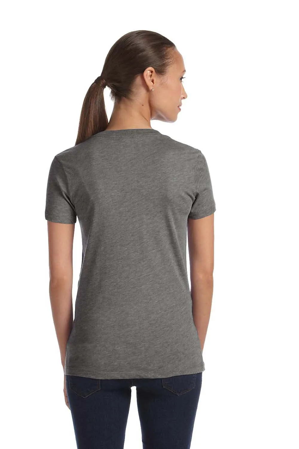 Bella   Canvas Womens Short Sleeve Deep V-Neck T-Shirt - Grey