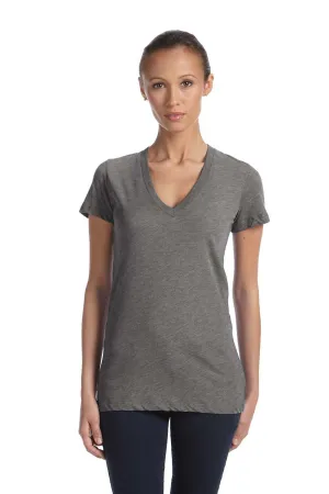 Bella   Canvas Womens Short Sleeve Deep V-Neck T-Shirt - Grey
