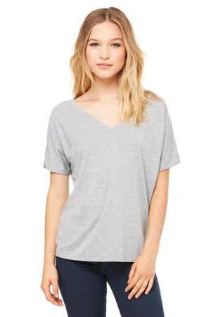 Bella   Canvas Womens Slouchy Short Sleeve V-Neck T-Shirt - Heather Grey