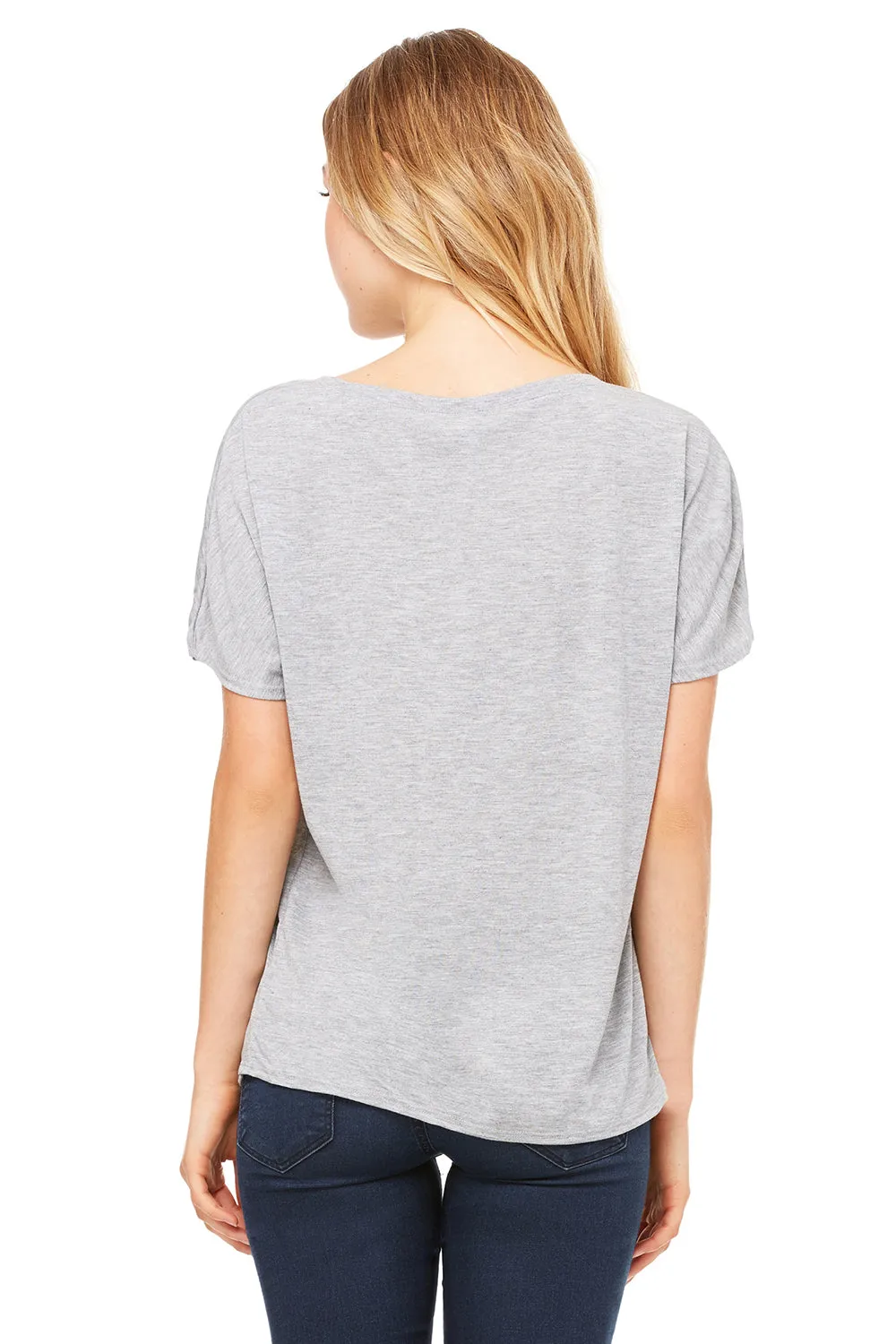 Bella   Canvas Womens Slouchy Short Sleeve V-Neck T-Shirt - Heather Grey
