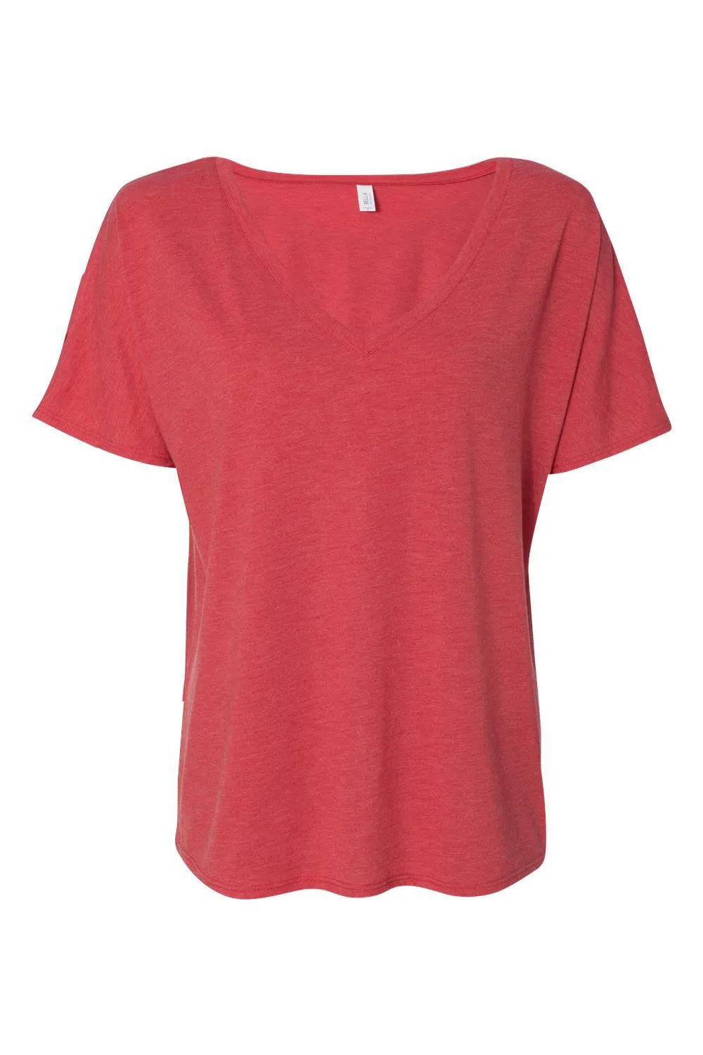Bella   Canvas Womens Slouchy Short Sleeve V-Neck T-Shirt - Red Triblend