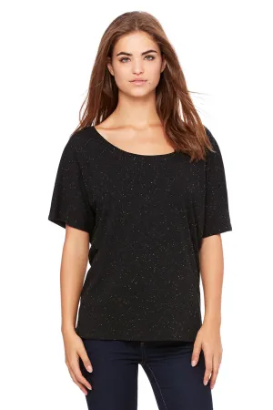 Bella   Canvas Womens Slouchy Short Sleeve Wide Neck T-Shirt - Black Speckled