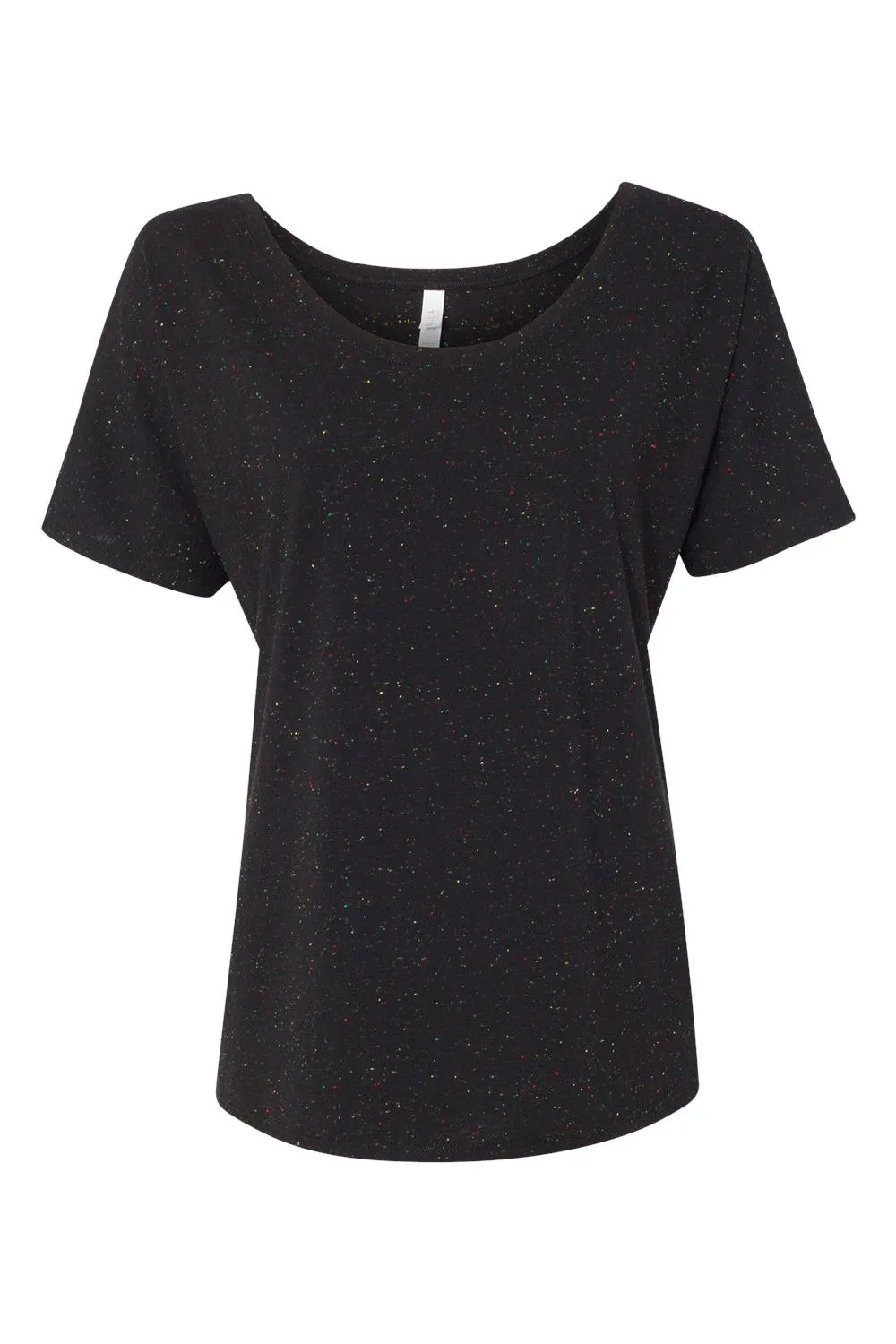 Bella   Canvas Womens Slouchy Short Sleeve Wide Neck T-Shirt - Black Speckled