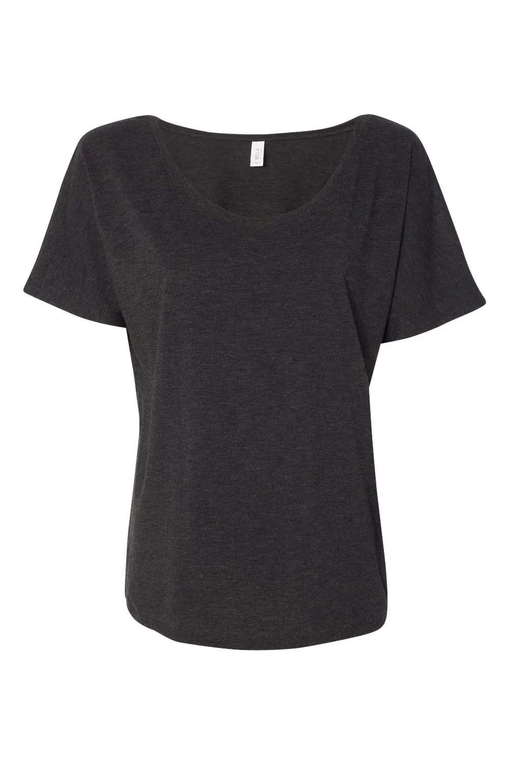 Bella   Canvas Womens Slouchy Short Sleeve Wide Neck T-Shirt - Charcoal Black Triblend - Closeout