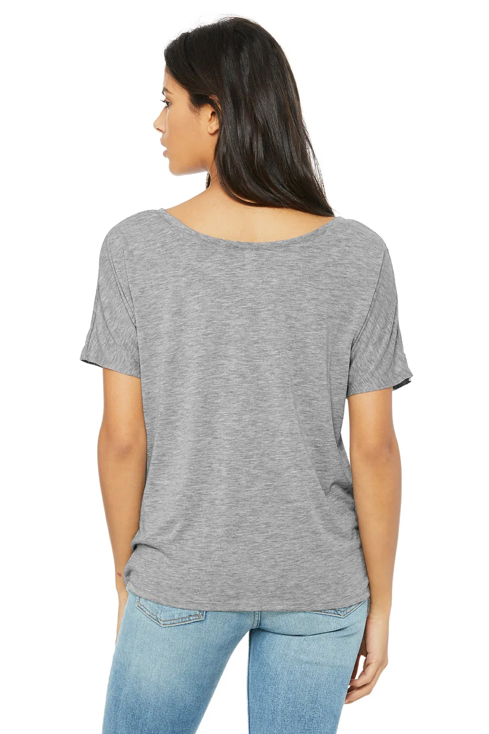 Bella   Canvas Womens Slouchy Short Sleeve Wide Neck T-Shirt - Heather Grey