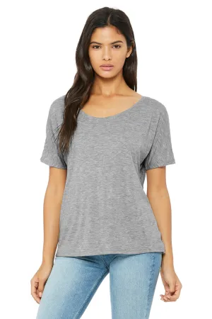 Bella   Canvas Womens Slouchy Short Sleeve Wide Neck T-Shirt - Heather Grey