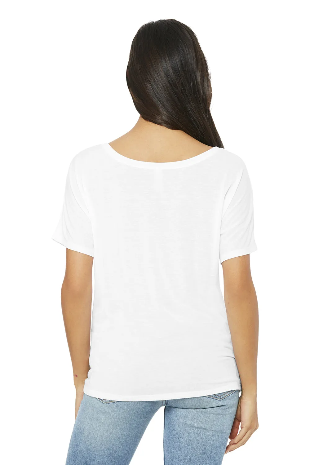 Bella   Canvas Womens Slouchy Short Sleeve Wide Neck T-Shirt - White