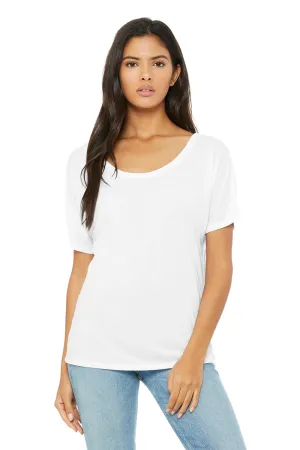 Bella   Canvas Womens Slouchy Short Sleeve Wide Neck T-Shirt - White