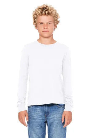 Bella   Canvas Youth Jersey Long Sleeve Crewneck T-Shirt - White