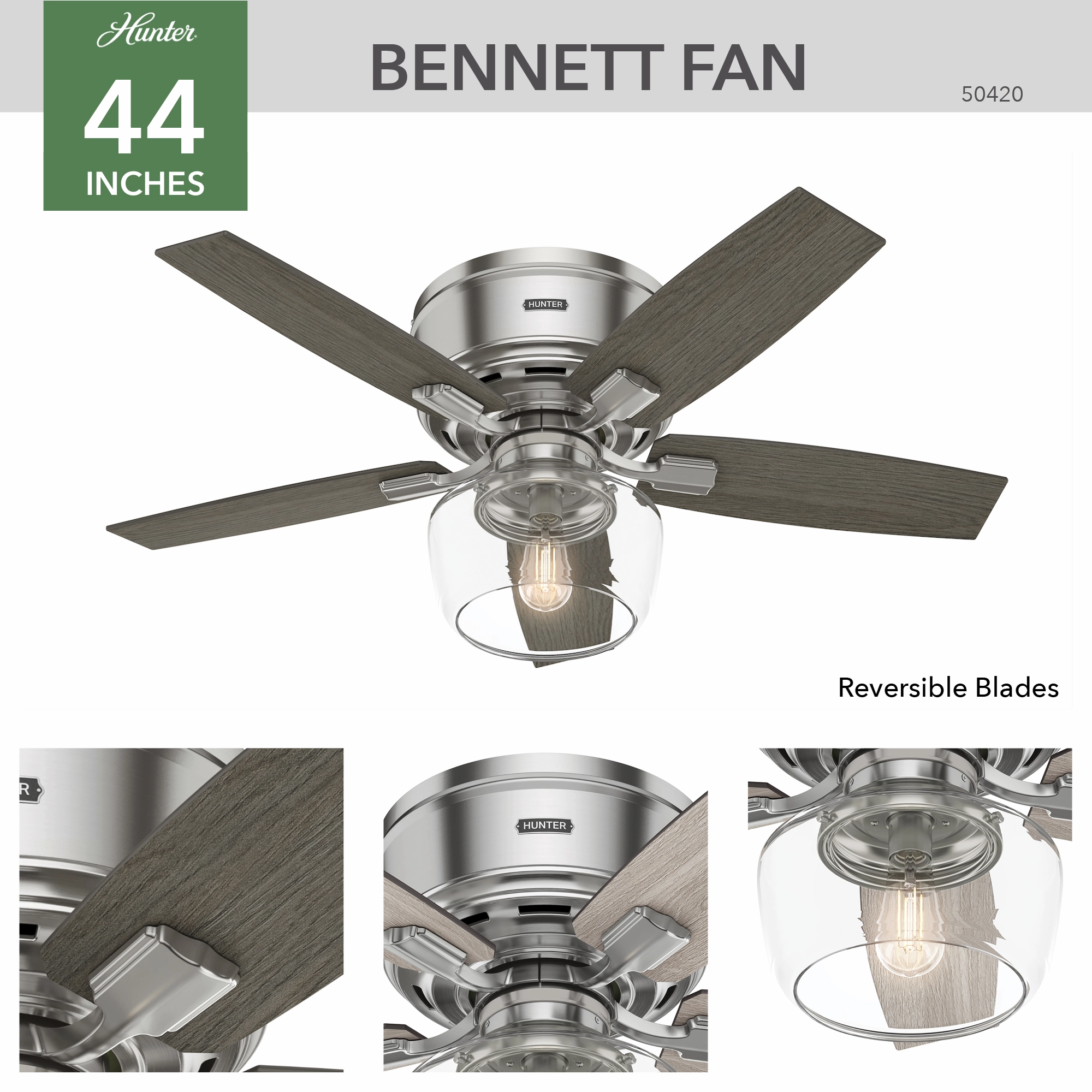Bennett 44"Ceiling Fan Brushed Nickel