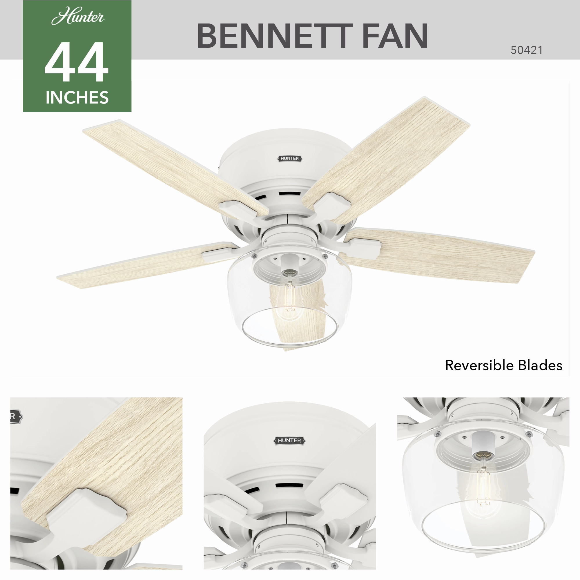 Bennett 44"Ceiling Fan Matte White