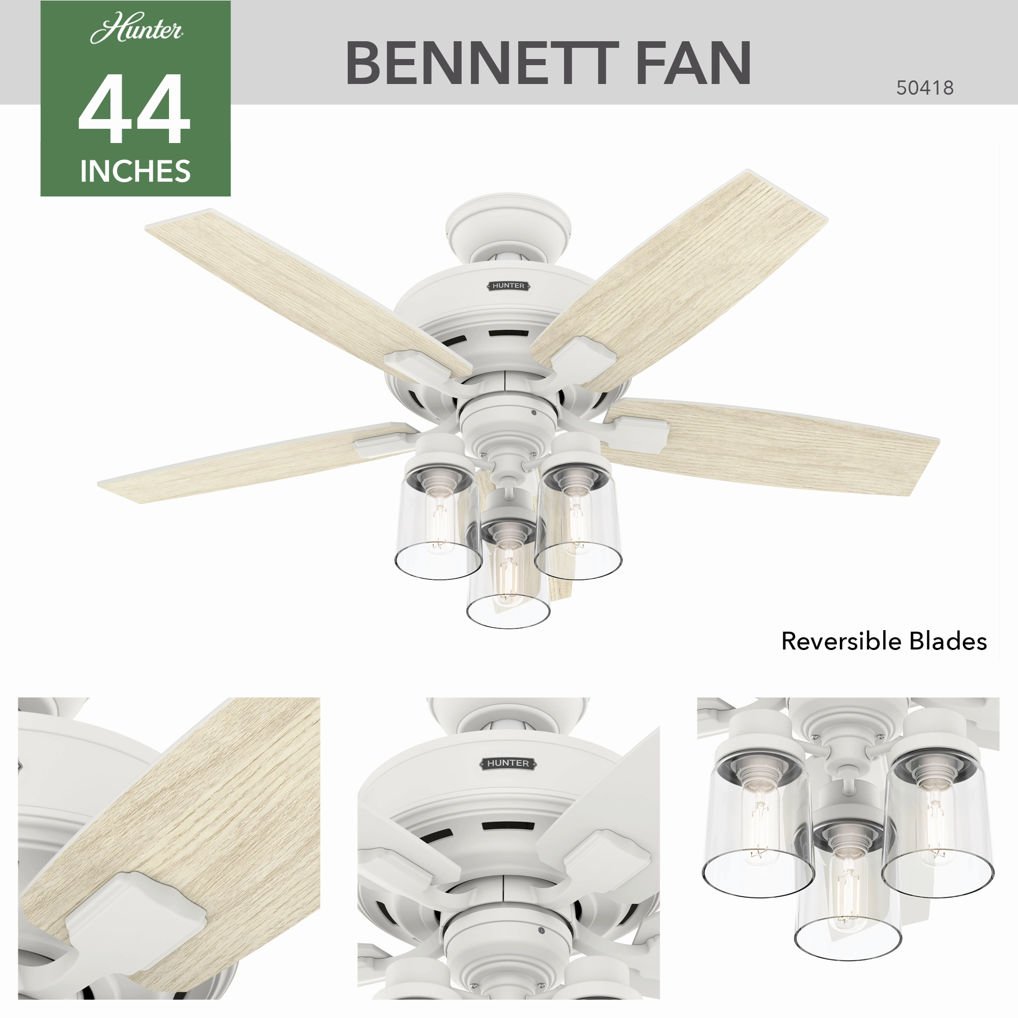 Bennett 44"Ceiling Fan Matte White
