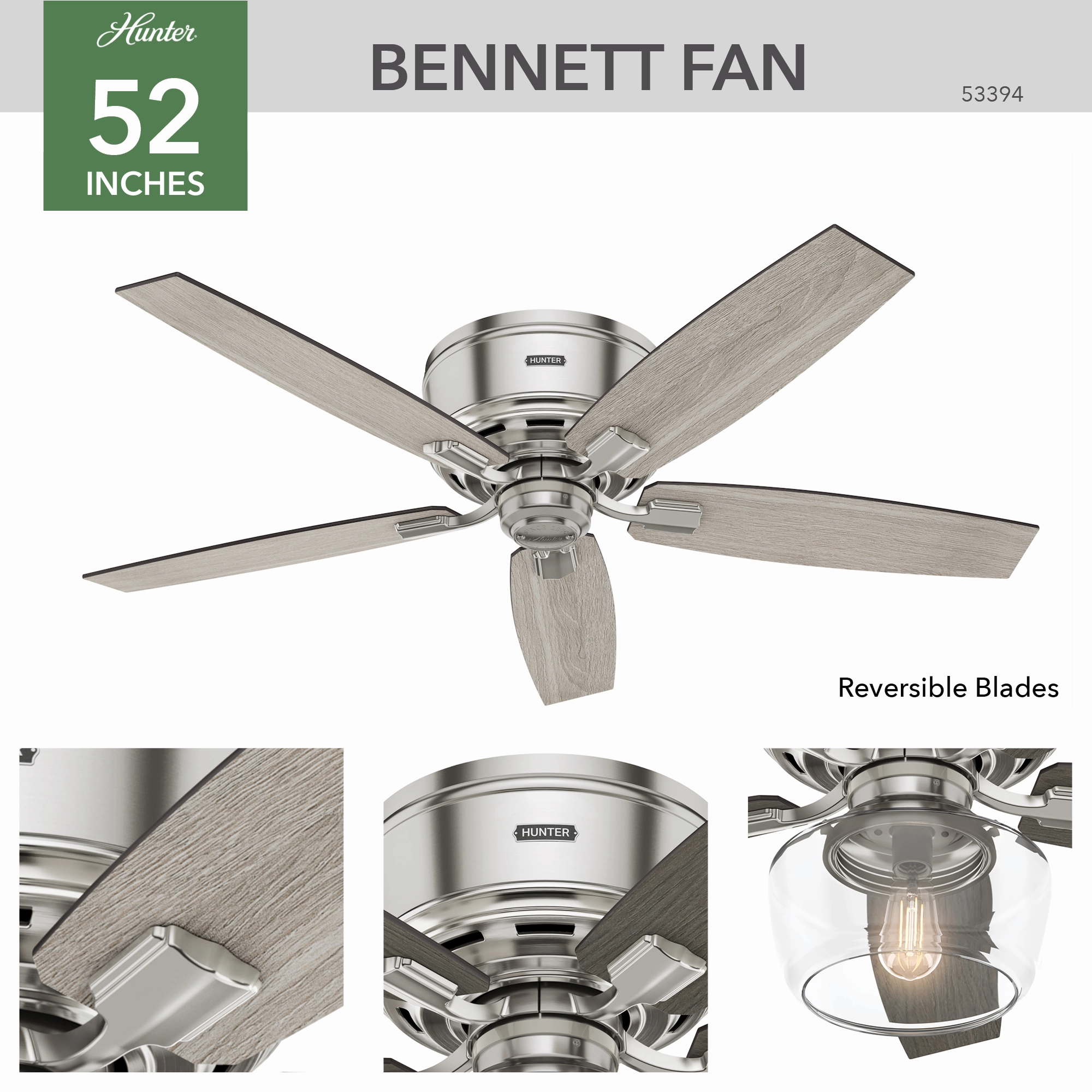 Bennett 52"Ceiling Fan Brushed Nickel