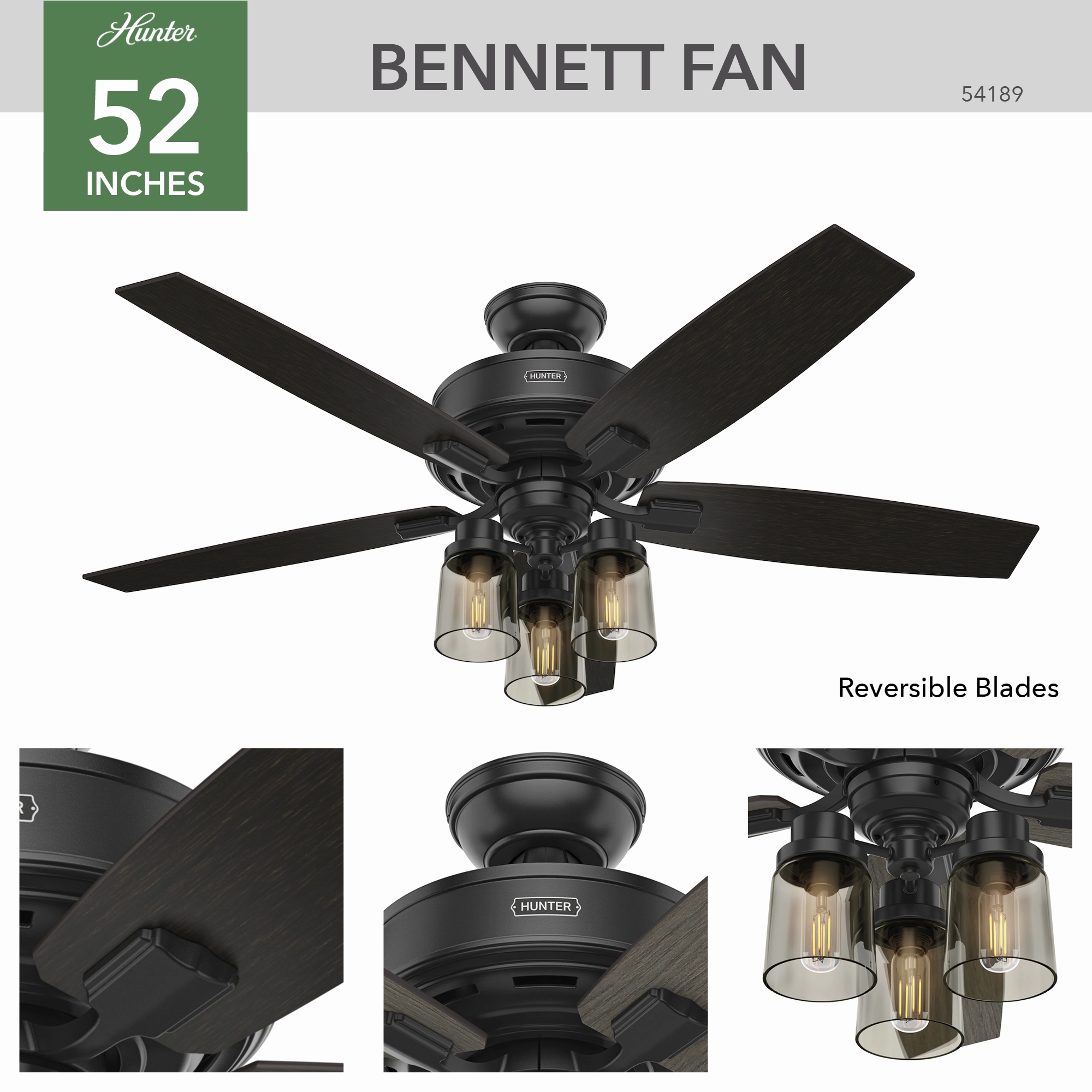Bennett 52"Ceiling Fan Matte Black