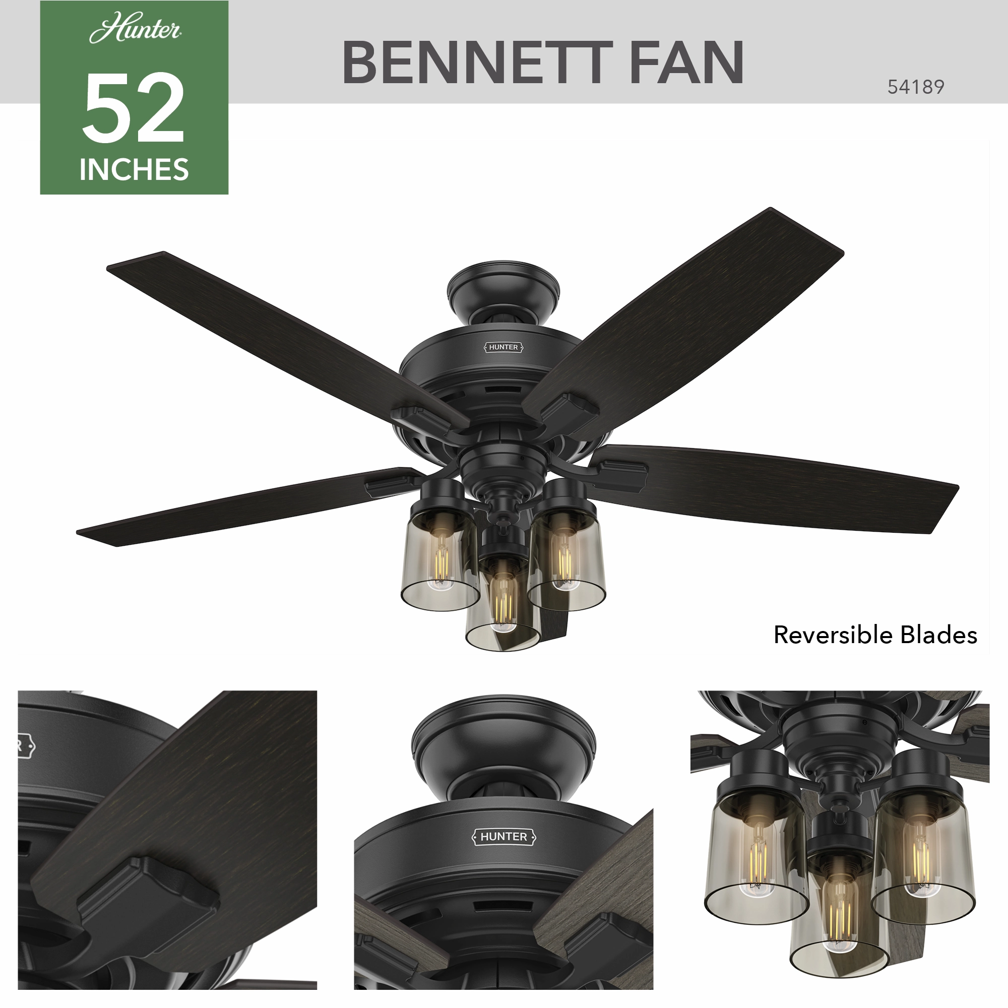 Bennett 52"Ceiling Fan Matte Black