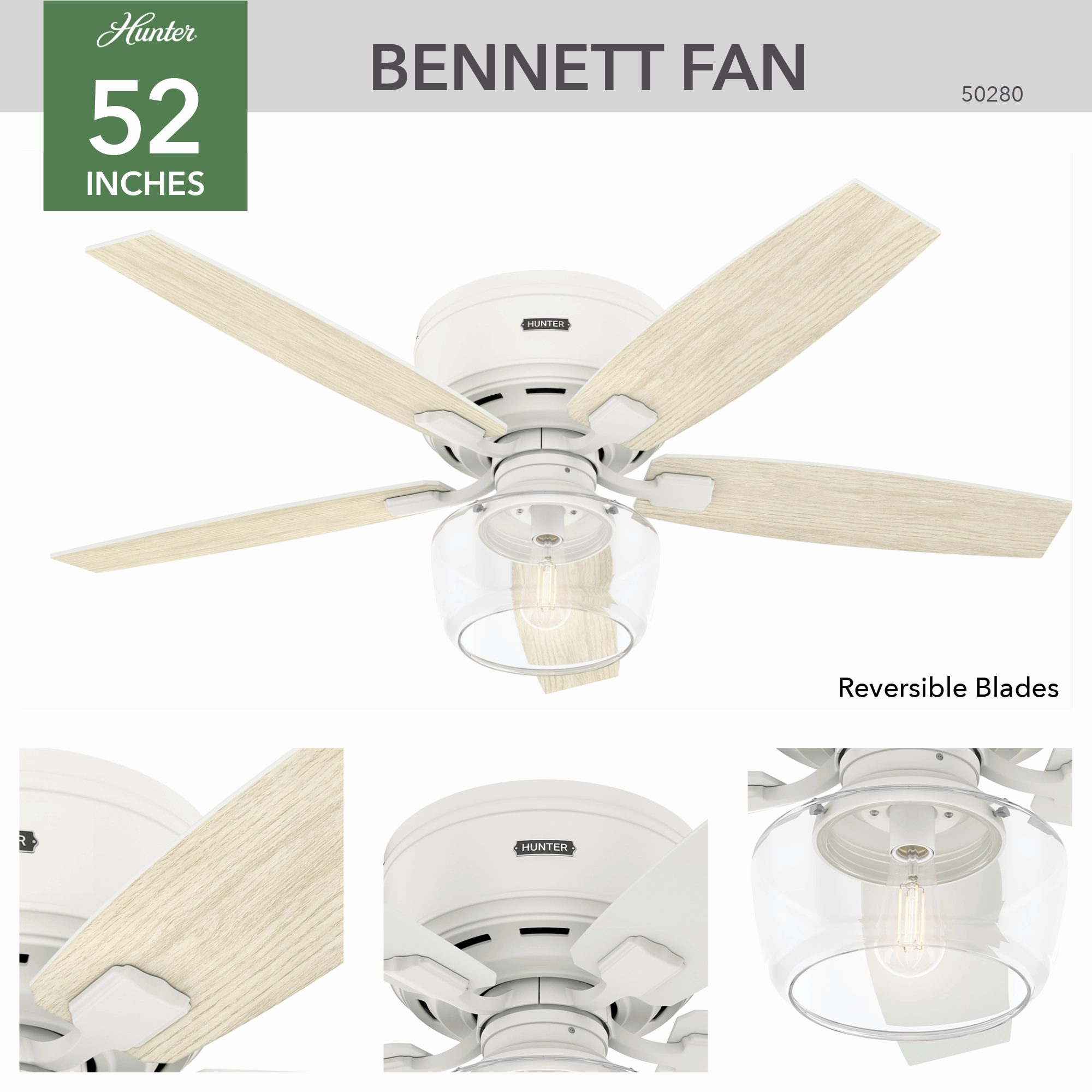 Bennett 52"Ceiling Fan Matte White