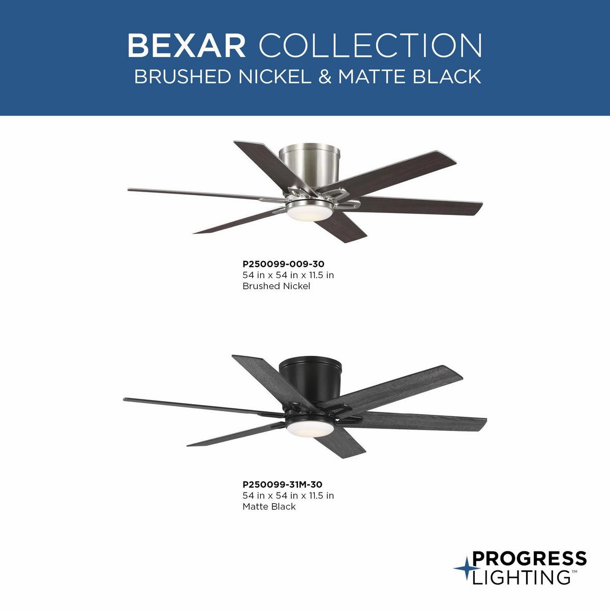 Bexar 54"Ceiling Fan Brushed Nickel