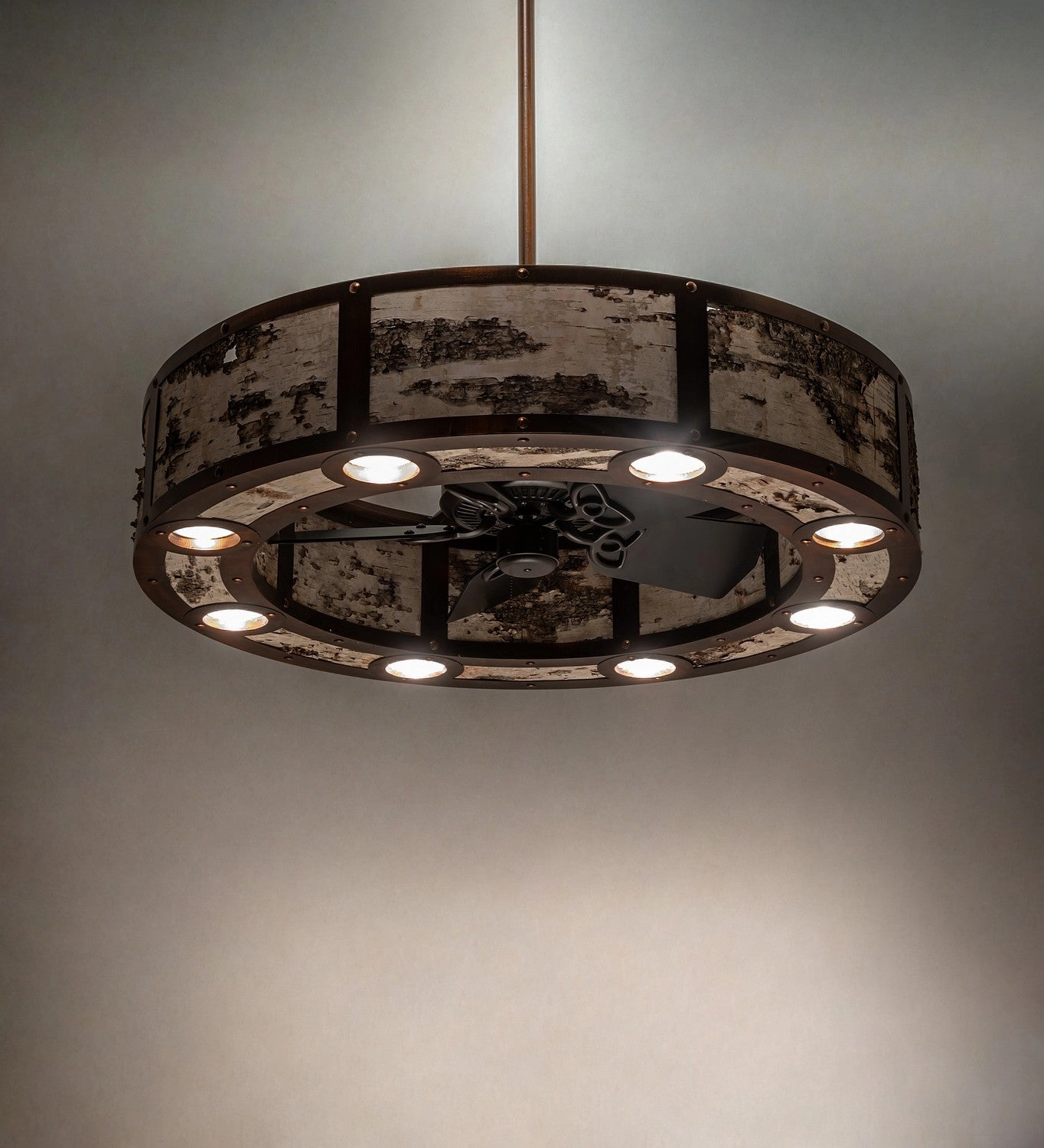 Birchwood 16 Light Chandel-Air Vintage Copper/Birch Wood