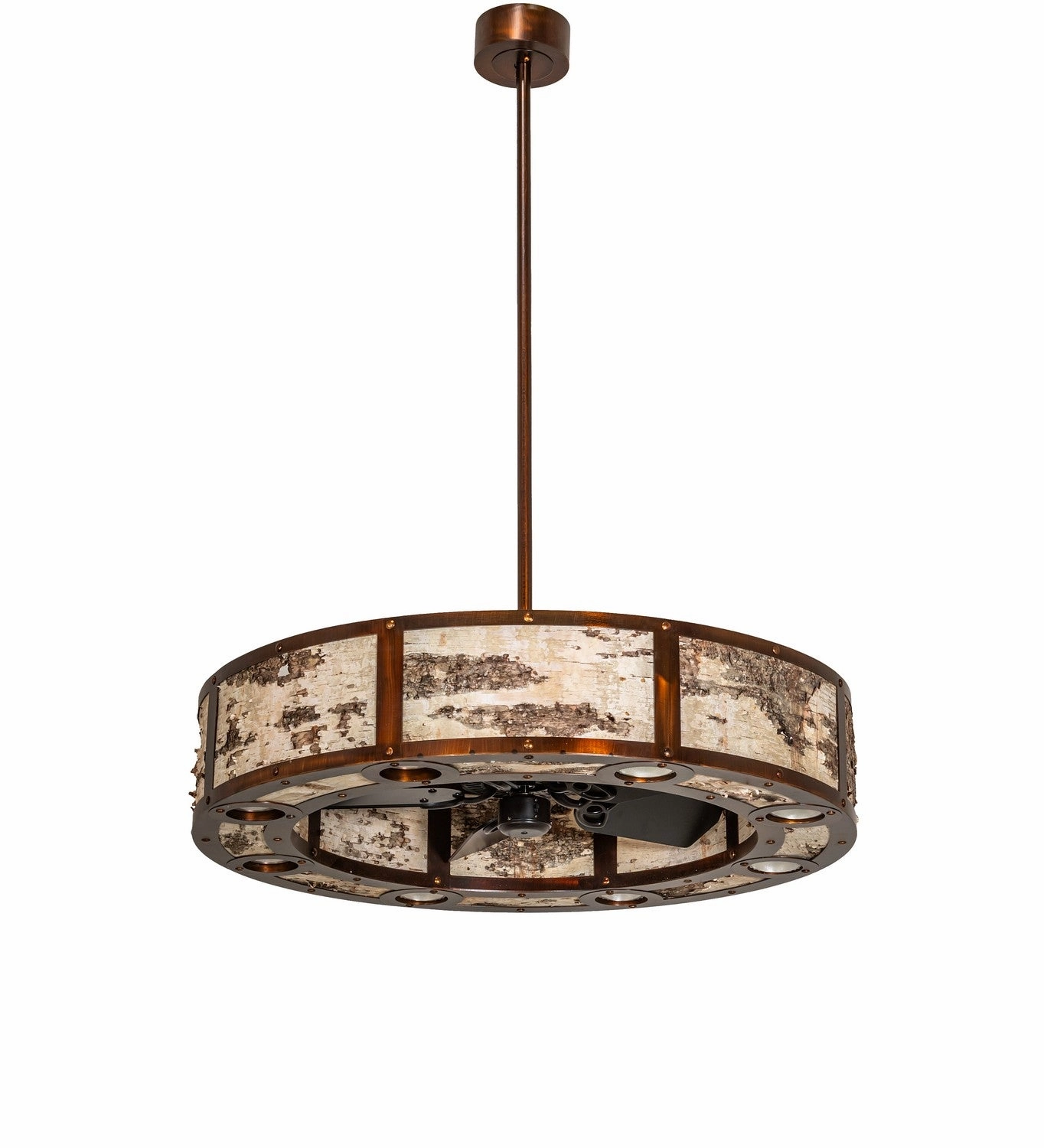 Birchwood 16 Light Chandel-Air Vintage Copper/Birch Wood