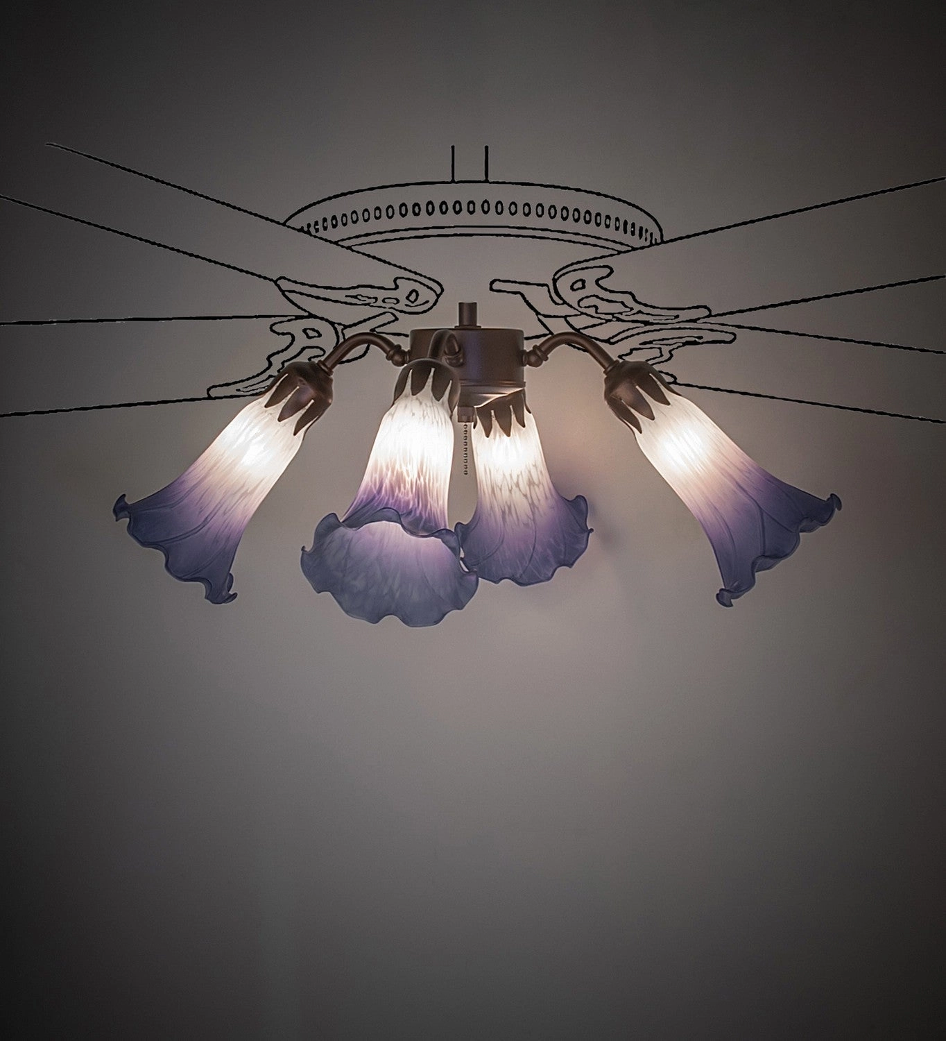 Blue/White Four Light Fan Light