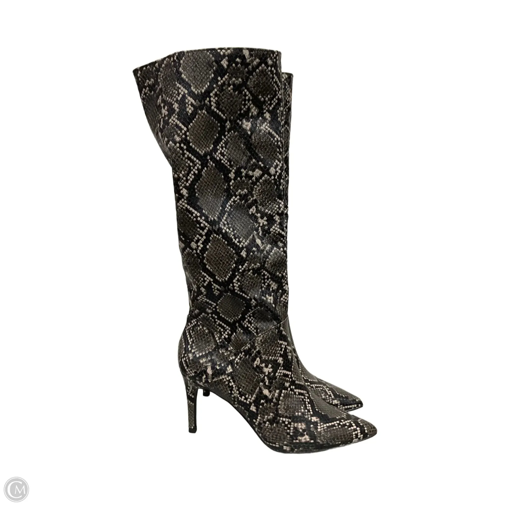 Boots Knee Heels By Steve Madden In Snakeskin Print, Size: 7.5