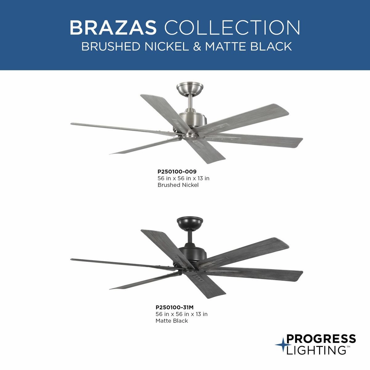 Brazas 56"Ceiling Fan Brushed Nickel