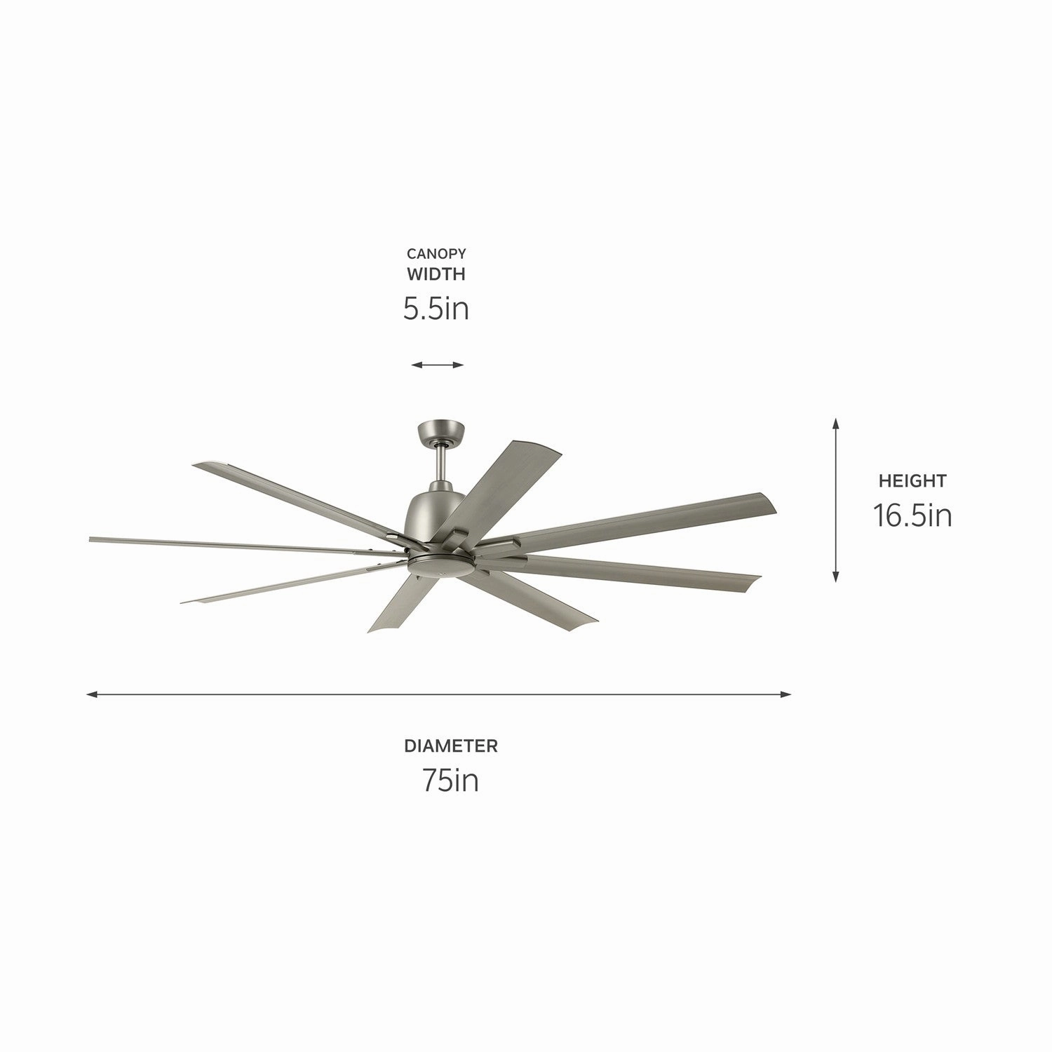 Breda 75"Ceiling Fan Brushed Nickel