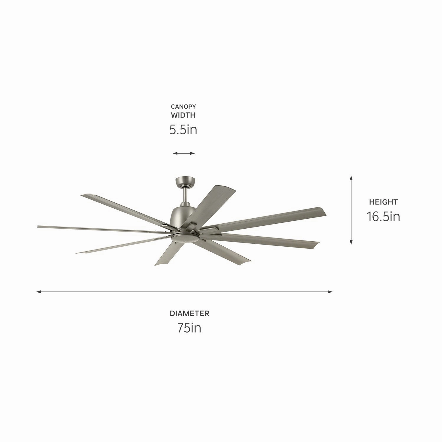 Breda 75"Ceiling Fan Brushed Nickel
