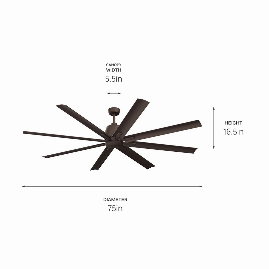 Breda 75"Ceiling Fan Satin Natural Bronze