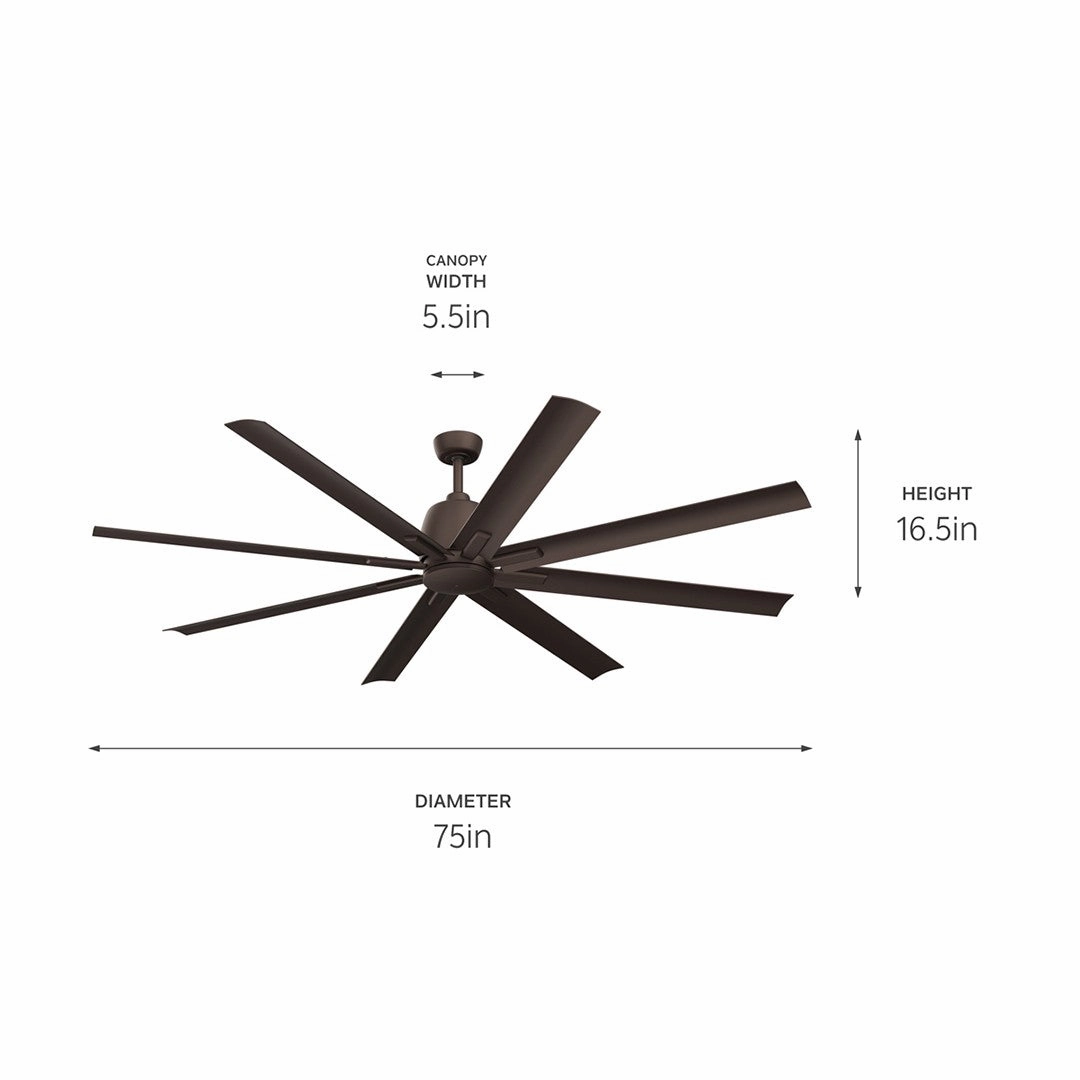 Breda 75"Ceiling Fan Satin Natural Bronze