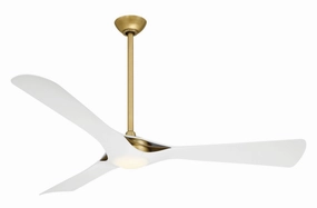 Bridge 60"Ceiling Fan Legacy Brass W/Flat White quiet medium fans for living room use