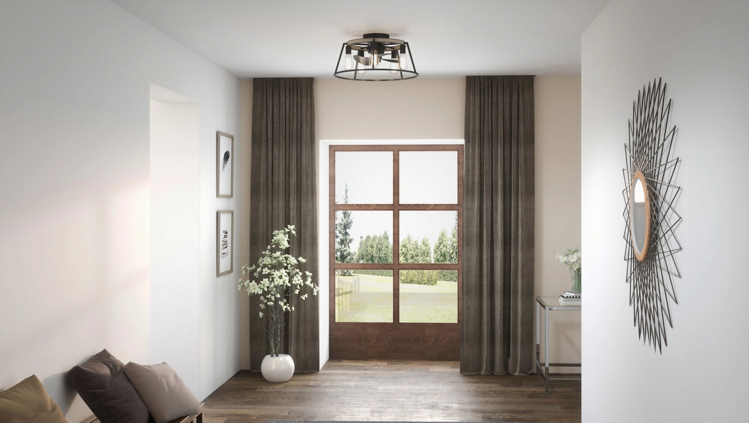 Brockton Five Light Fandelier Grey Ash