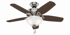 Builder 42"Ceiling Fan Brushed Nickel quiet small fans for desk or nightstand