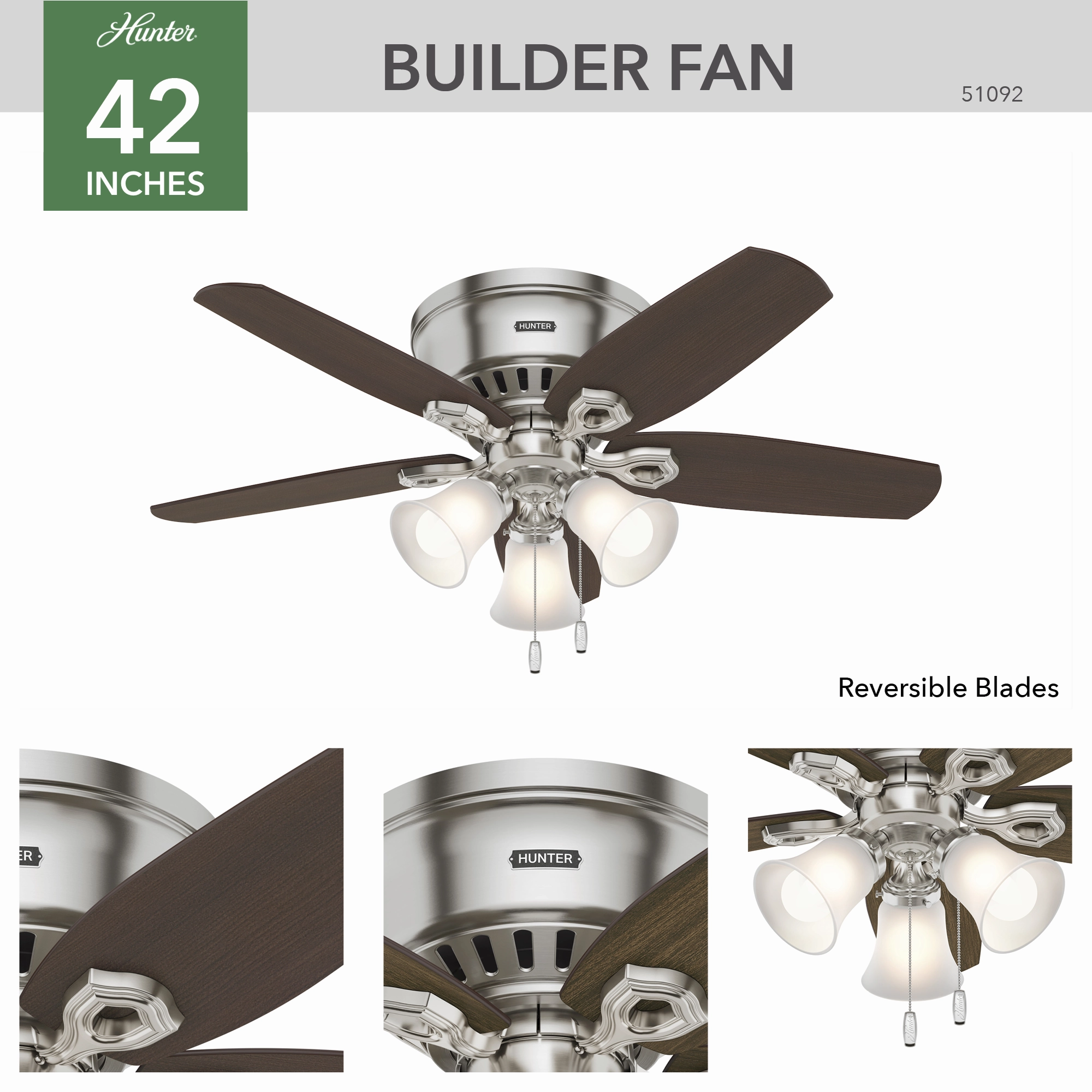 Builder 42"Ceiling Fan Brushed Nickel