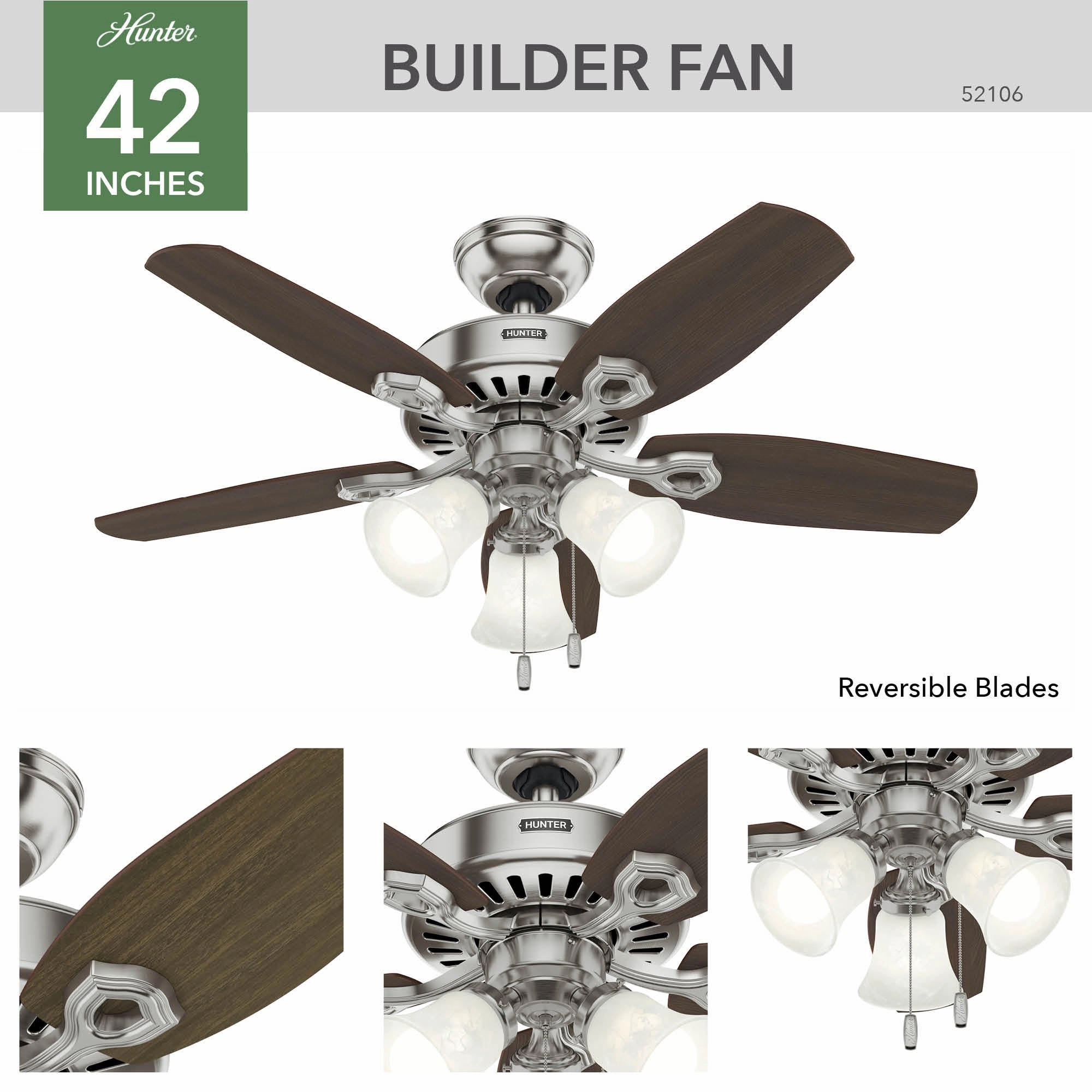 Builder 42"Ceiling Fan Brushed Nickel