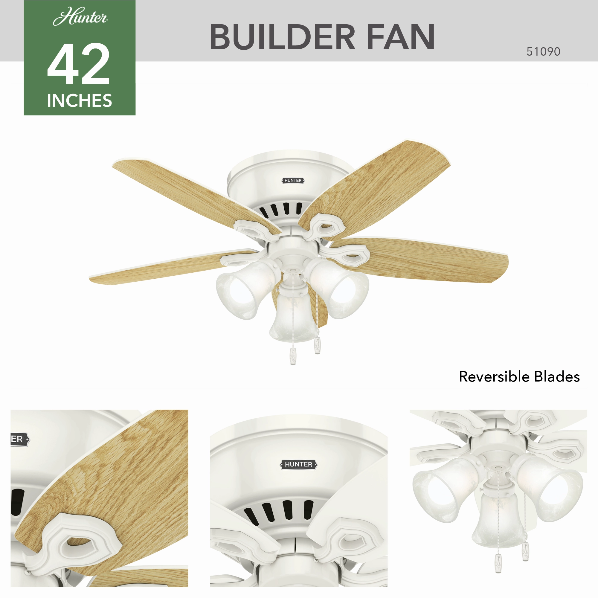 Builder 42"Ceiling Fan Snow White