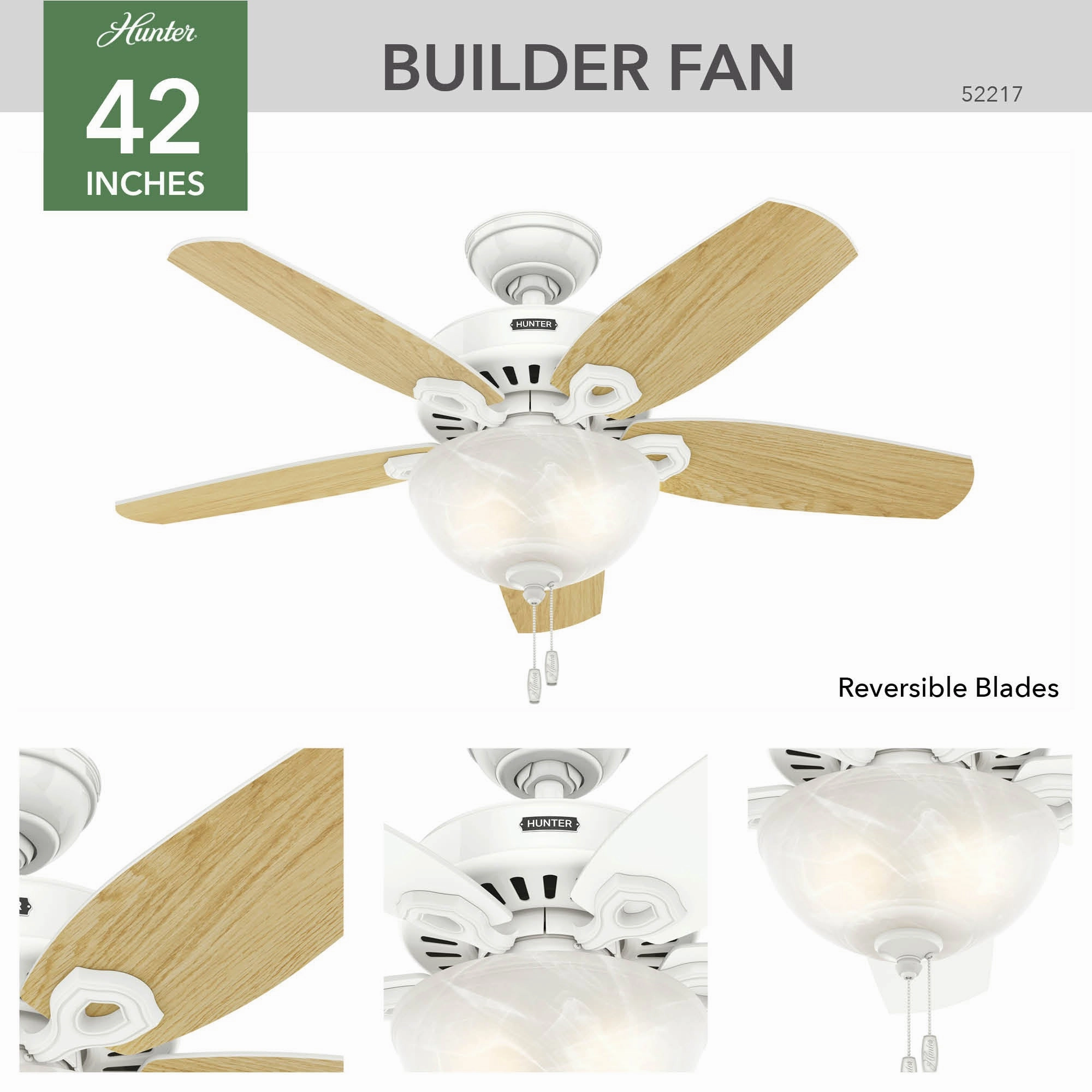 Builder 42"Ceiling Fan Snow White