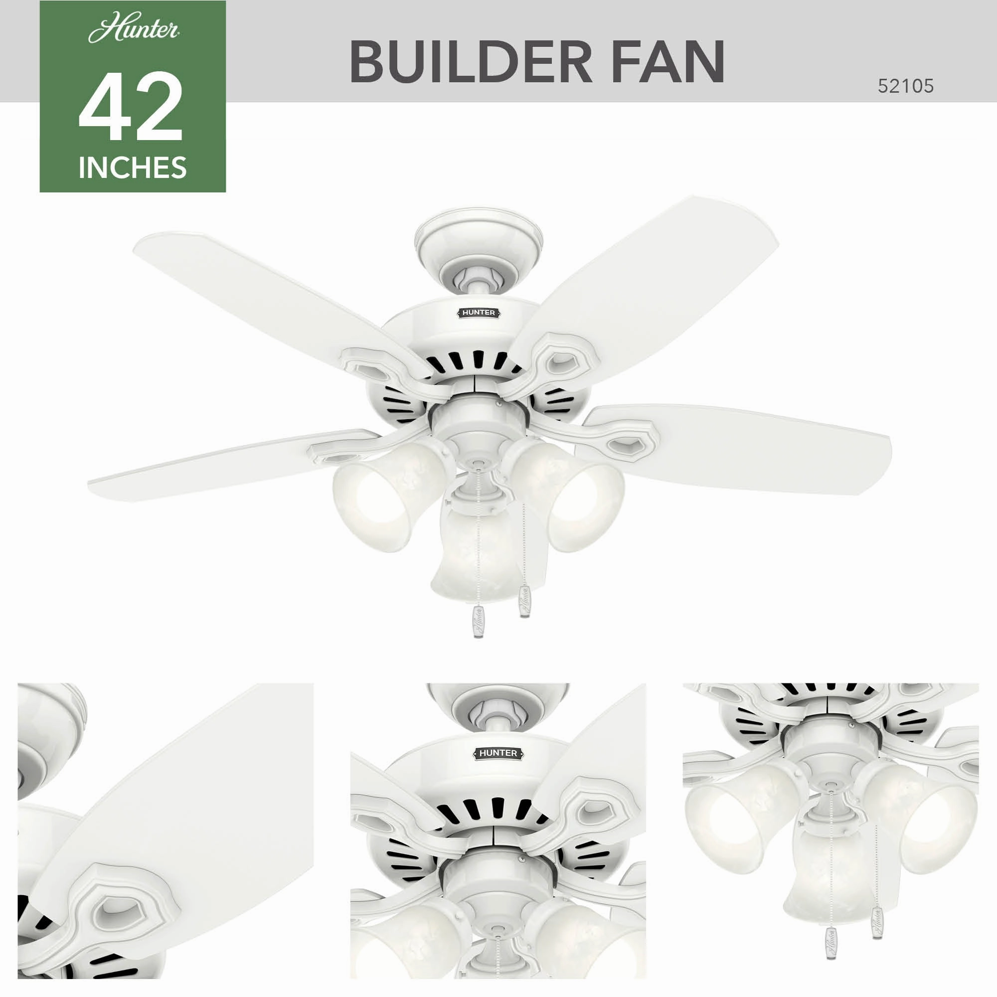 Builder 42"Ceiling Fan Snow White
